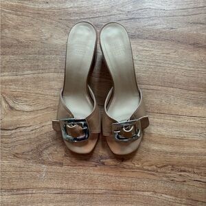 Maryam Nassir Zadeh Tan Sandals with Silver Buckle
